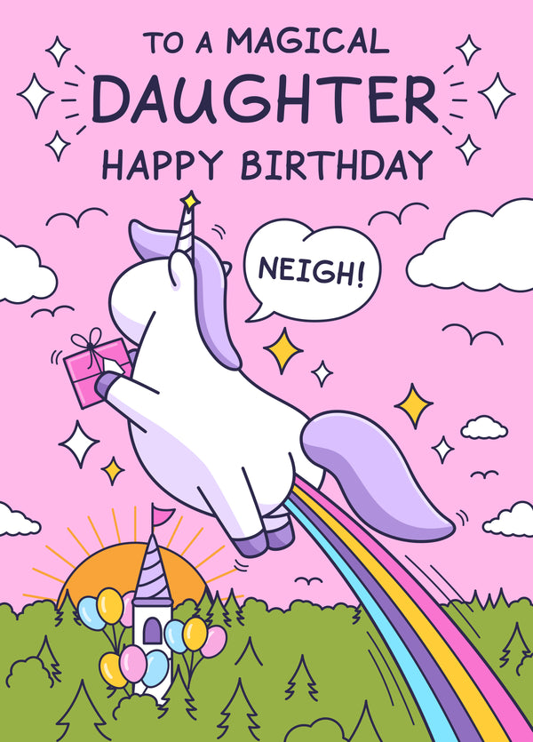 Birthday Card For Daughter - Magic Unicorn