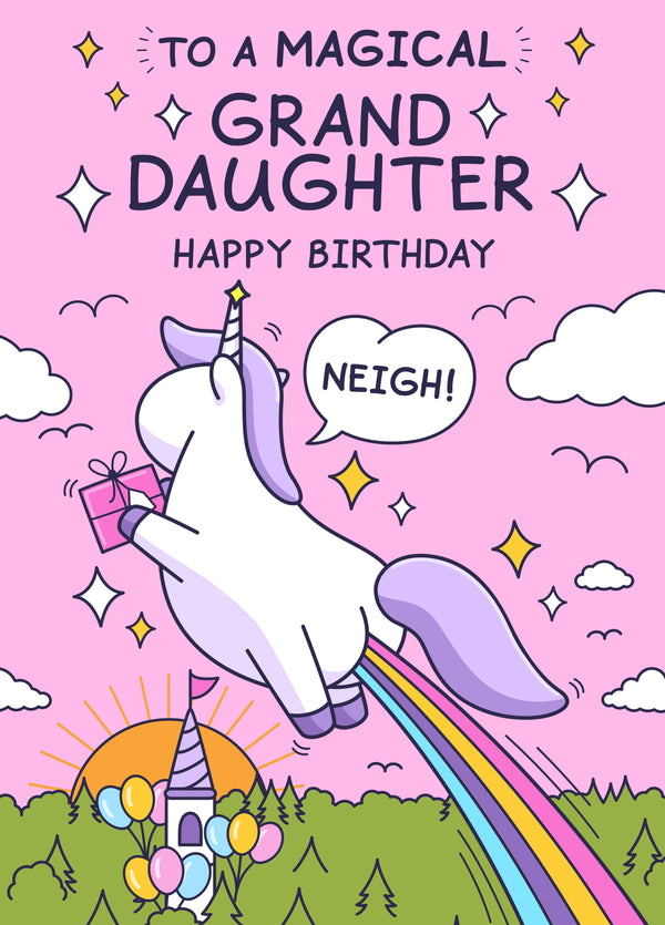 Birthday Card For Granddaughter - Magic Unicorn