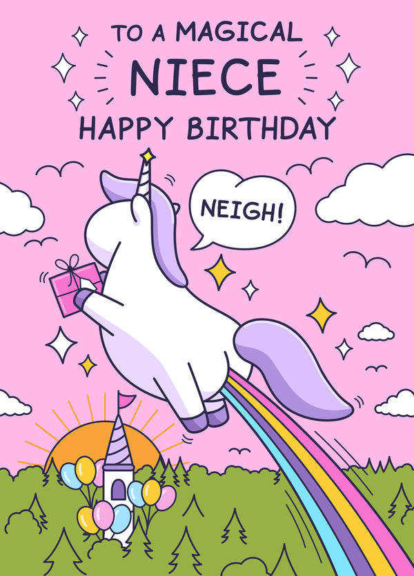 Birthday Card For Niece - Magic Unicorn