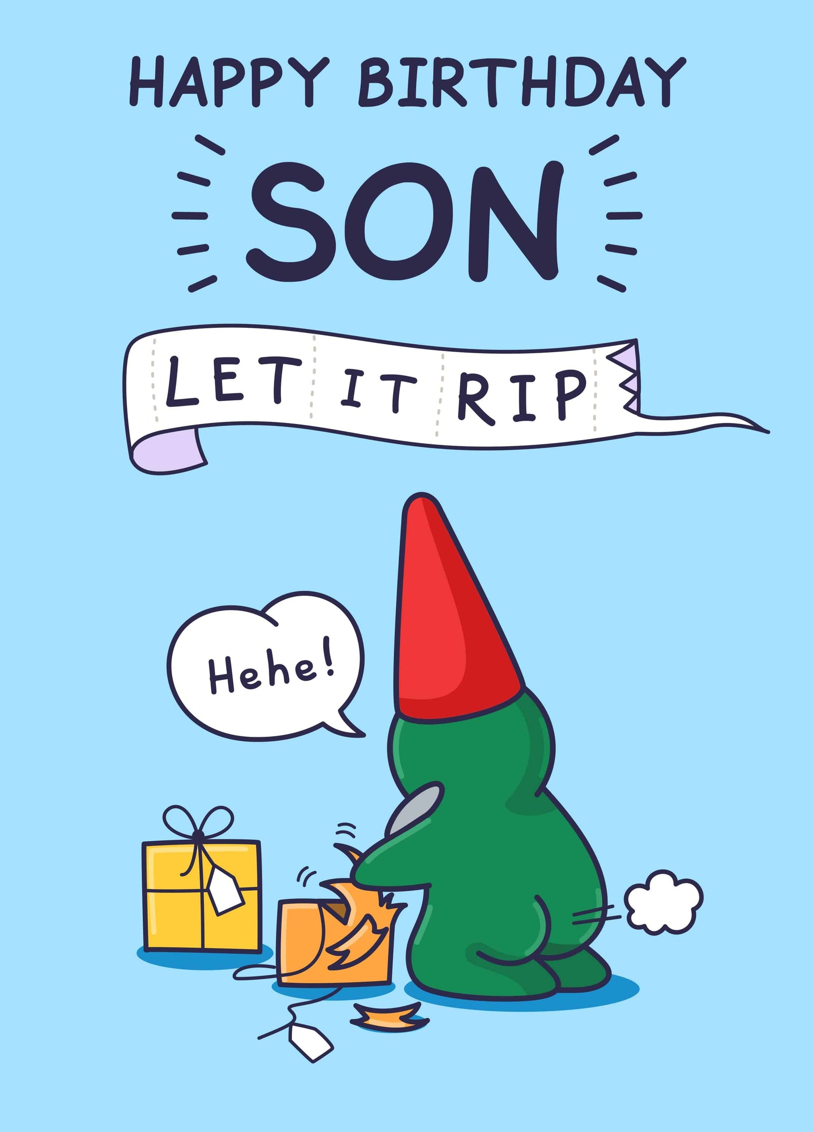 Funny Birthday Card For Son - Let It Rip, Cheeky Fart Joke