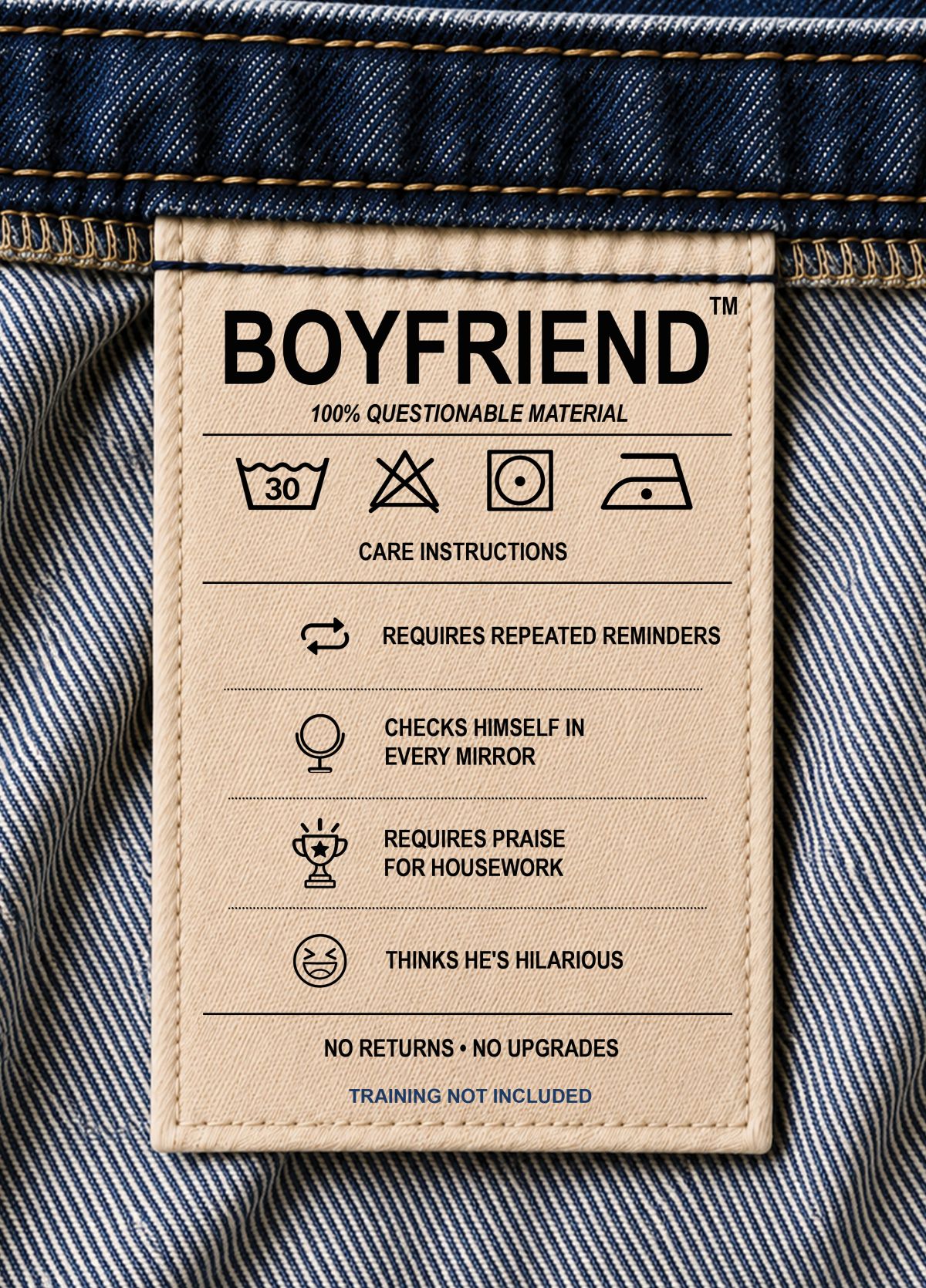 Boyfriend Care Instructions Funny Birthday Card