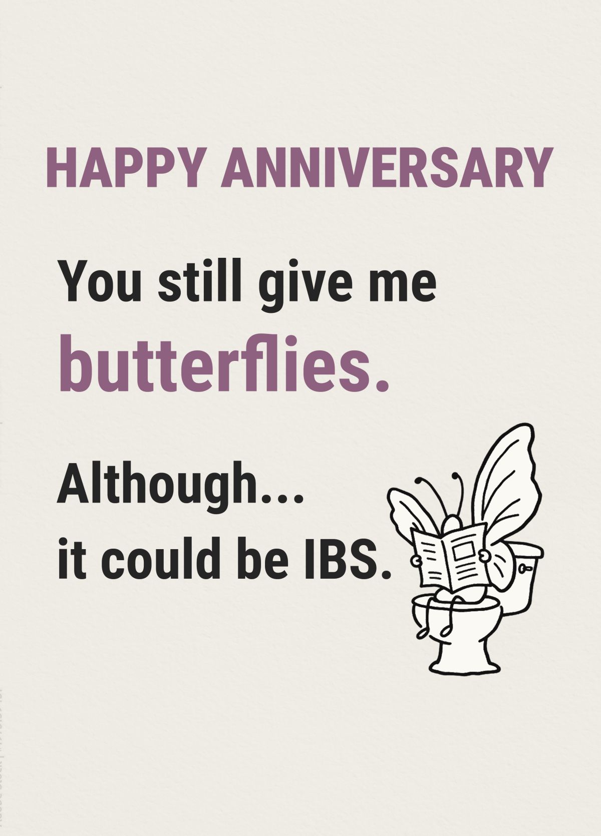 Funny Anniversary Card Butterflies Or IBS