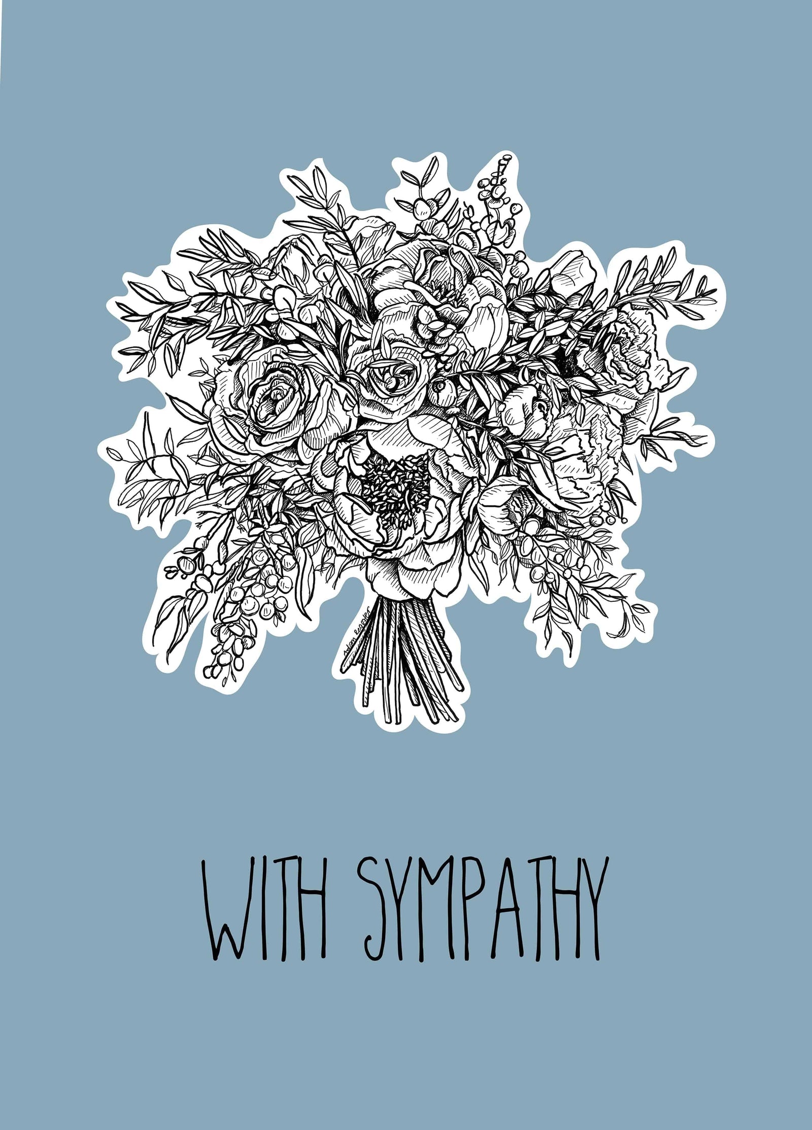 With Sympathy Floral Bouquet Card