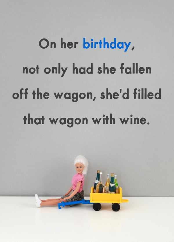 Filled Wagon With Wine Birthday Card