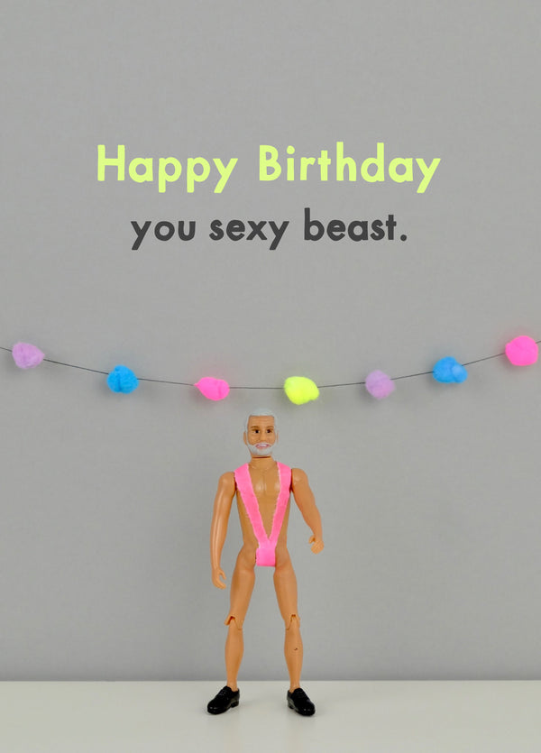 Sexy Beast Mankini Birthday Card