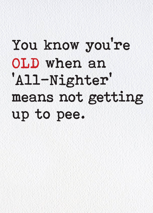 All Nighter Card