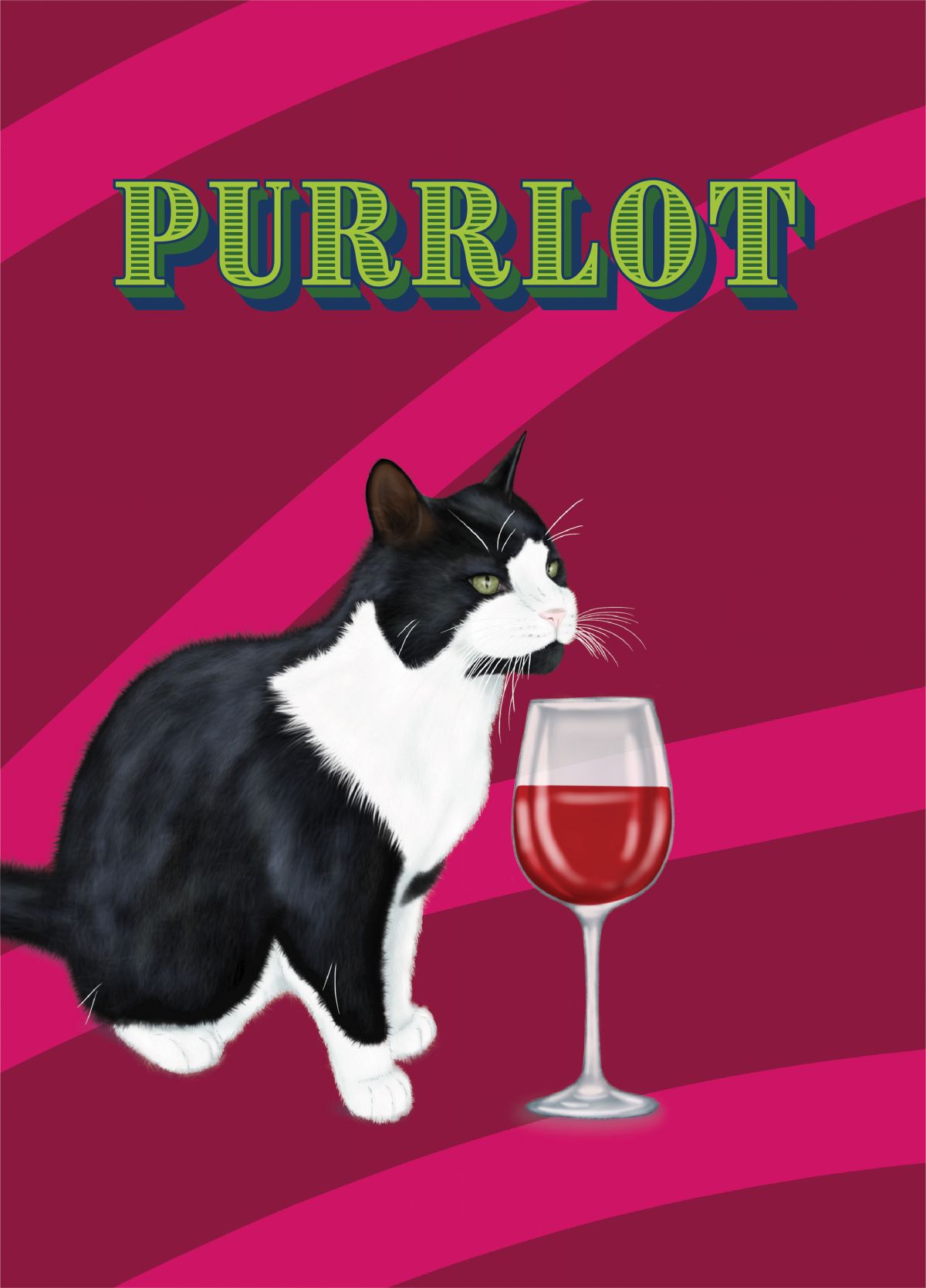Merlot Wine Cat Pun