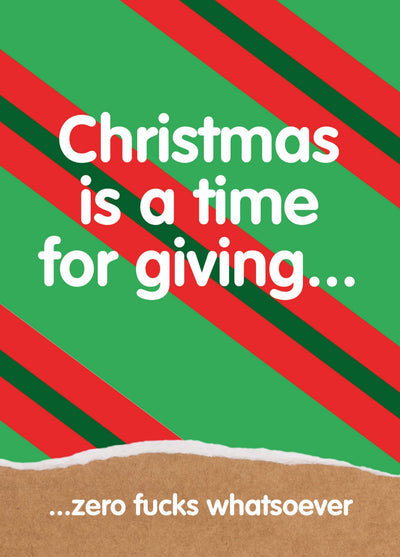 Rude Christmas Card 'Time For Giving'