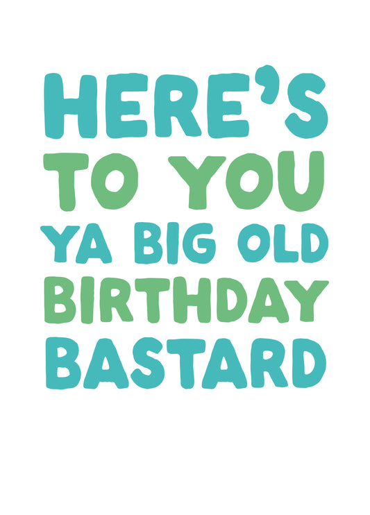 Rude Birthday Card - 'Big Old Birthday B*stard'