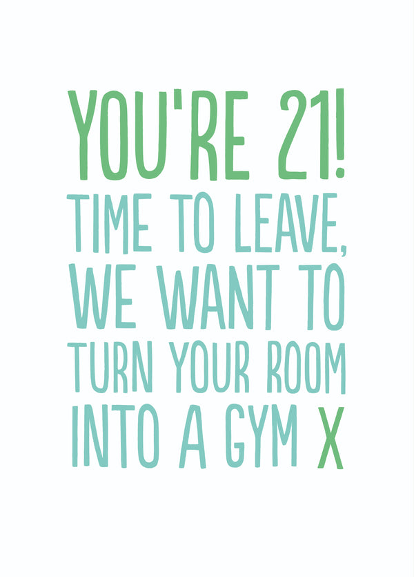 Funny 21st Birthday Card - '21 Gym'