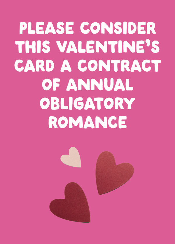 Funny Valentine's Card - 'Contract'