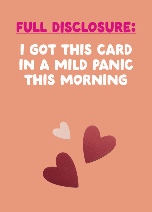 Funny Valentine's Card - 'Panic'