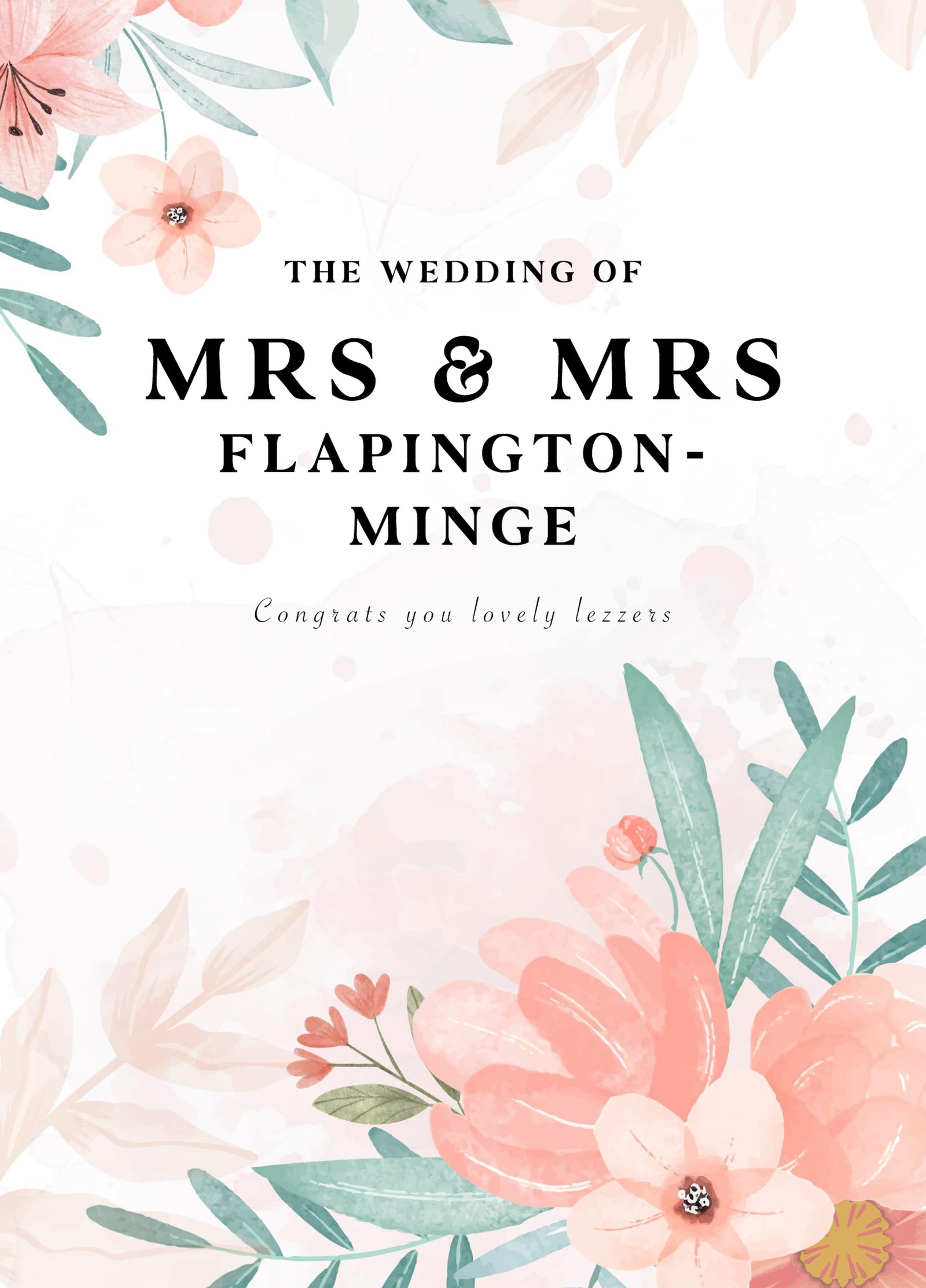 Funny Wedding Card - 'Flapington-Minge'
