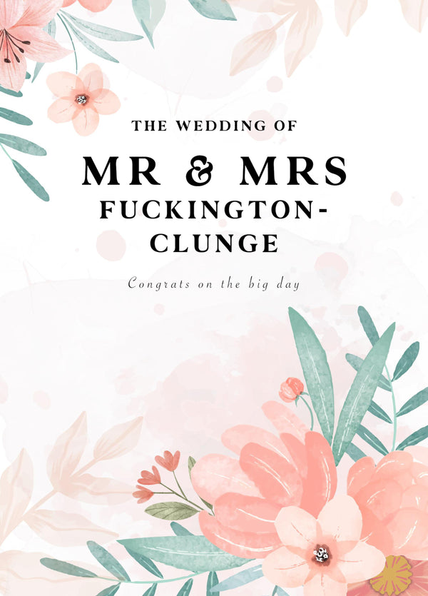 Funny Wedding Card - 'Fuckington-Clunge'