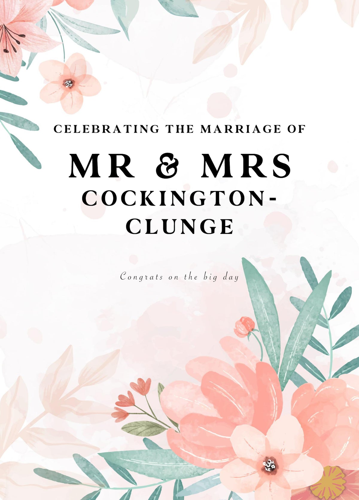 Funny Wedding Card - 'Cockington Clunge'
