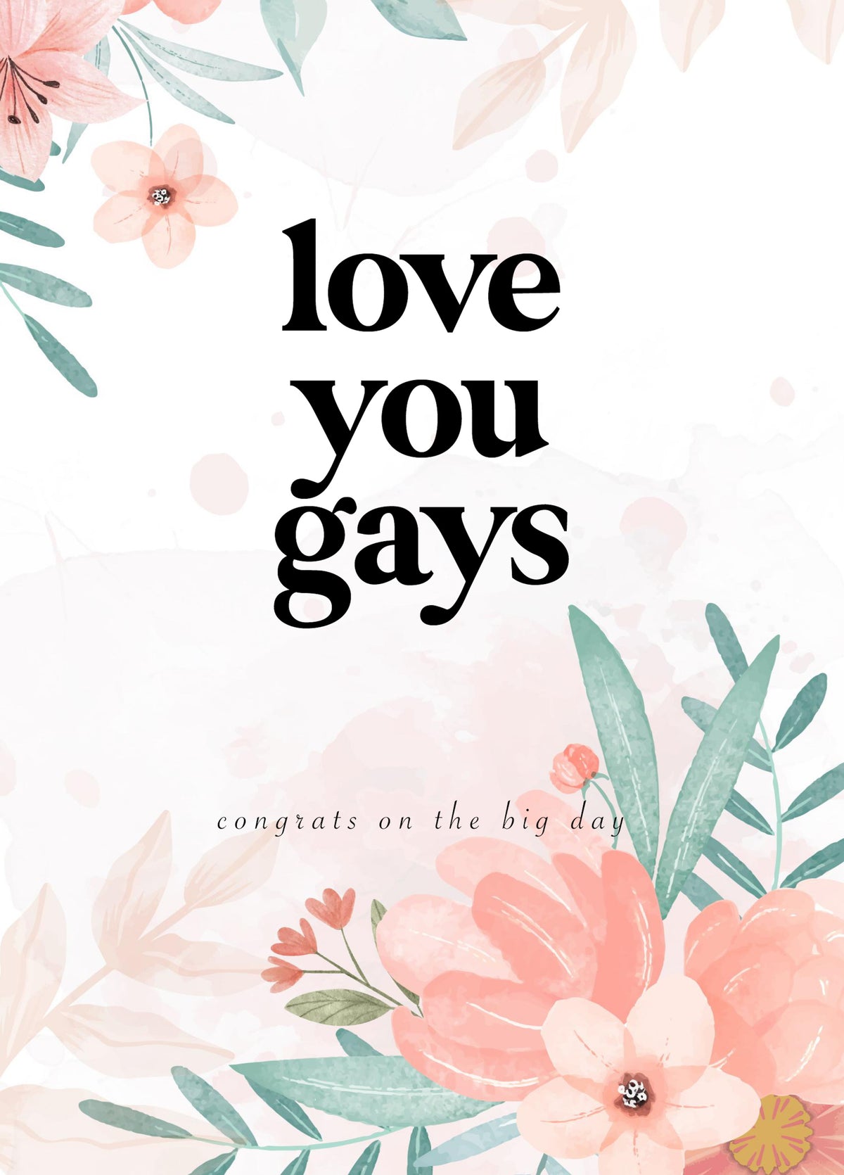 Funny Gay Wedding Card - 'Love You Gays'