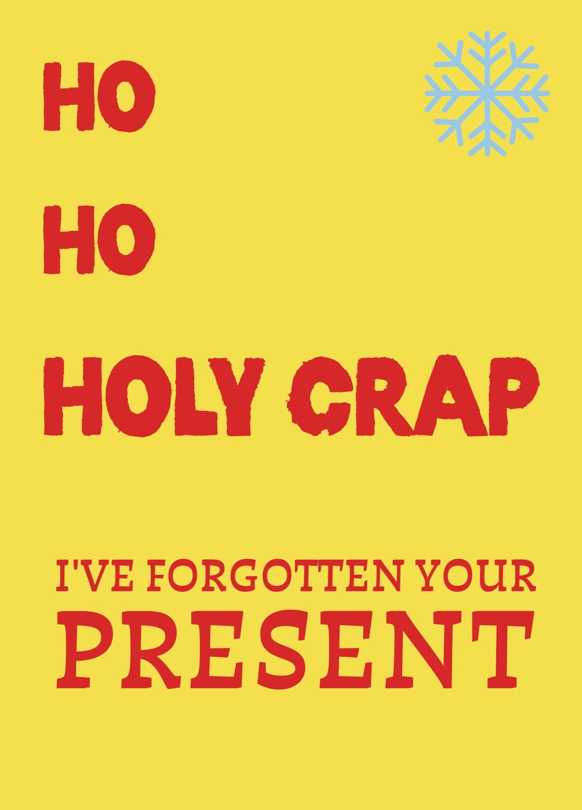 Funny Christmas Card - Ho Ho Holy Crap I've Forgotten Your Present