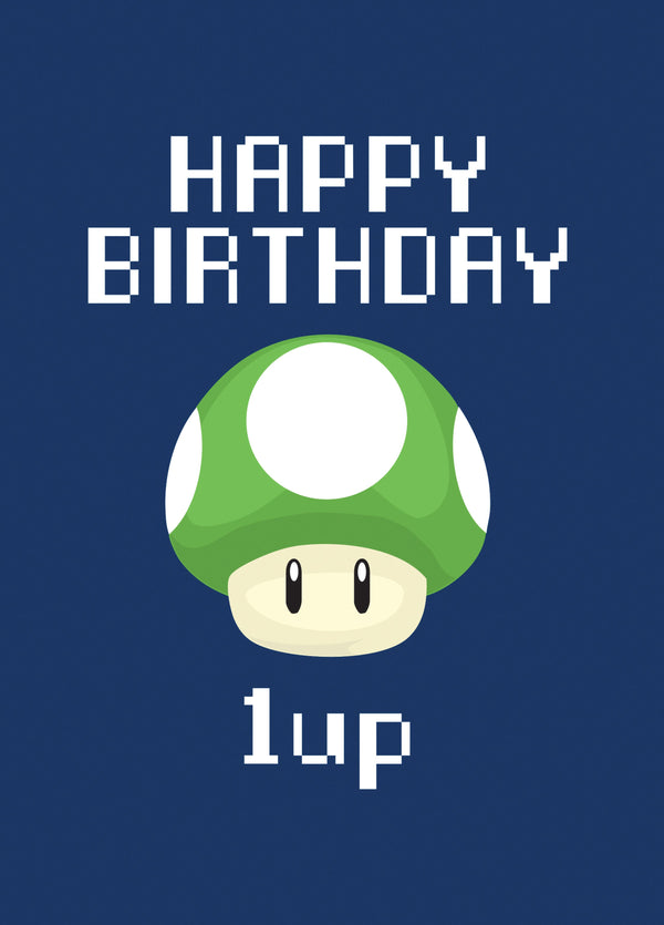 Happy Birthday 1up - Blue Card