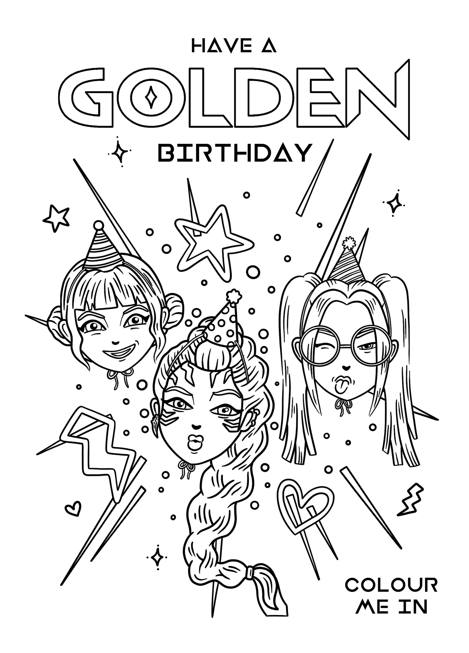 Kpop Demon Hunter Colour Me In Birthday