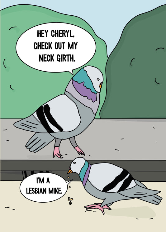 Lesbian Pigeon Joke Card