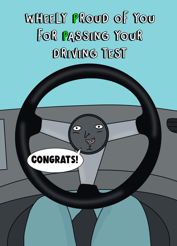 Quirky Fun Pun Driving Test Pass Card