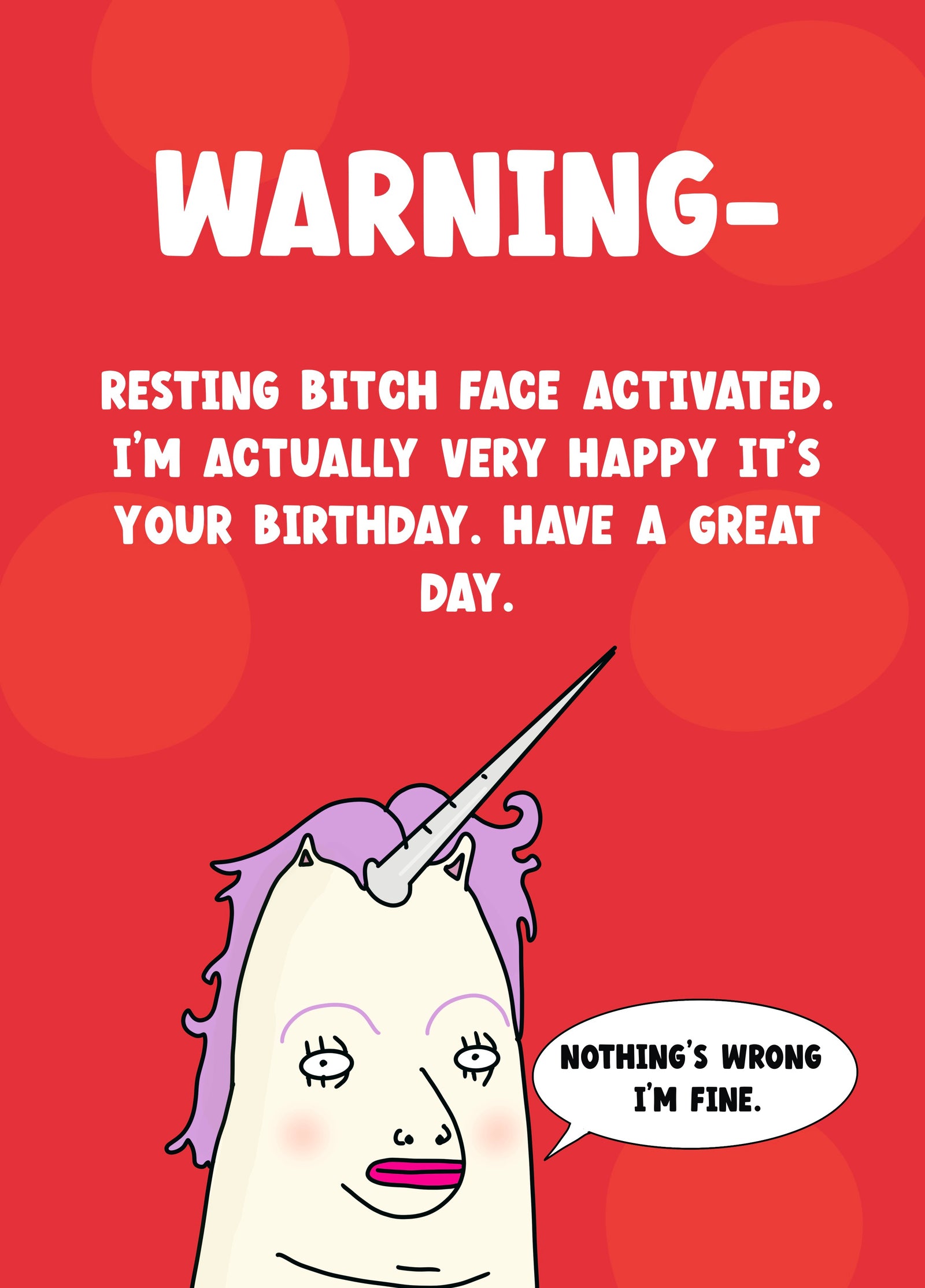 Resting Bitch Face Unicorn Funny Card