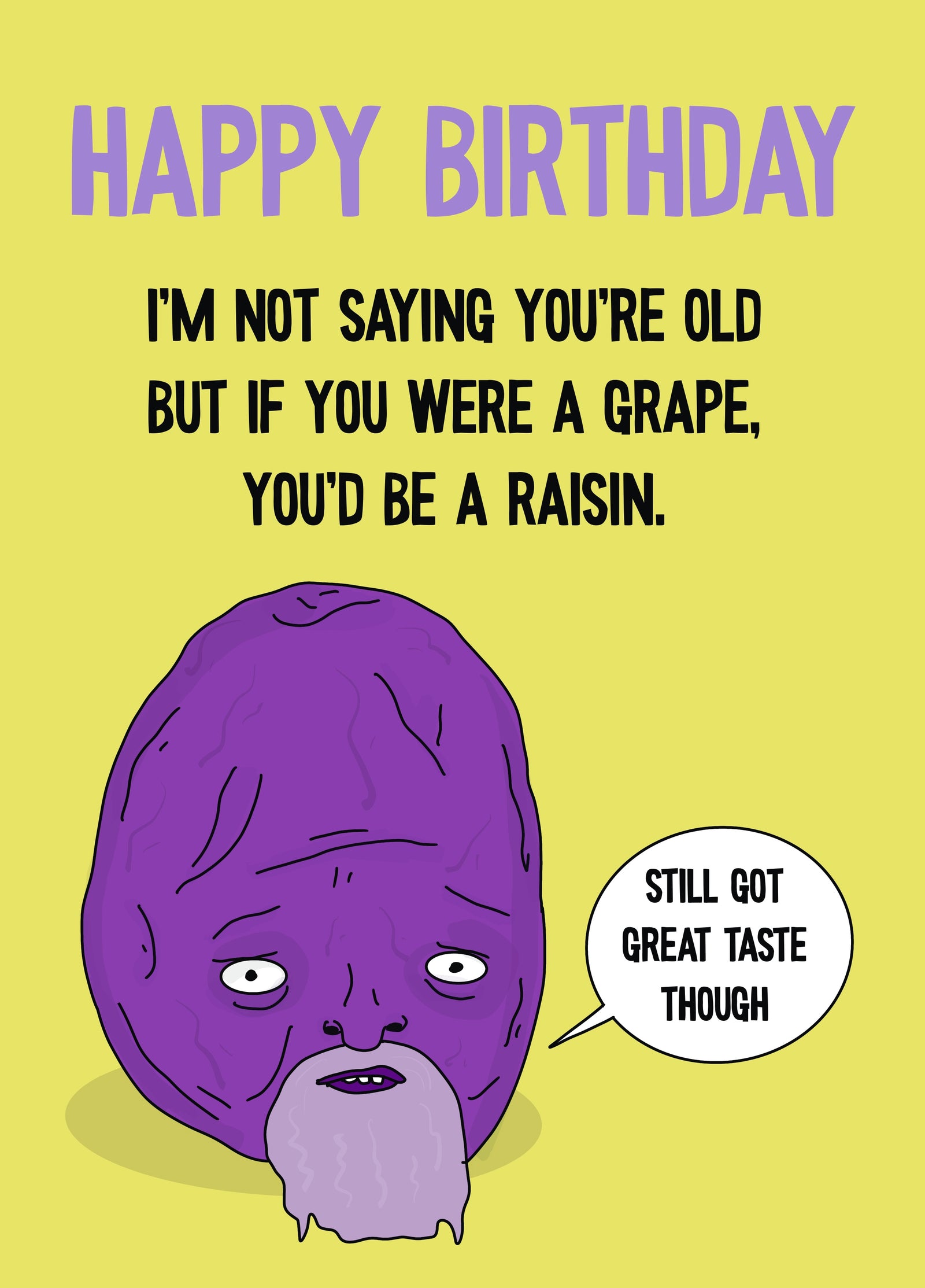 Age Joke. Cartoon Raisin Getting Wrinkly