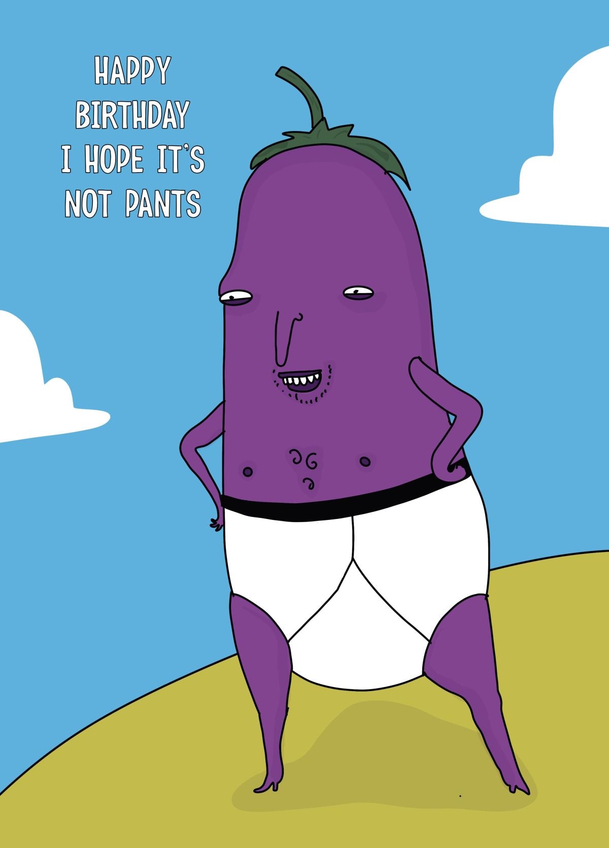 Funny Aubergine Pants Joke Card
