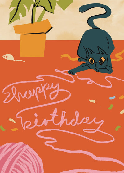 Happy Birthday (cat With String)