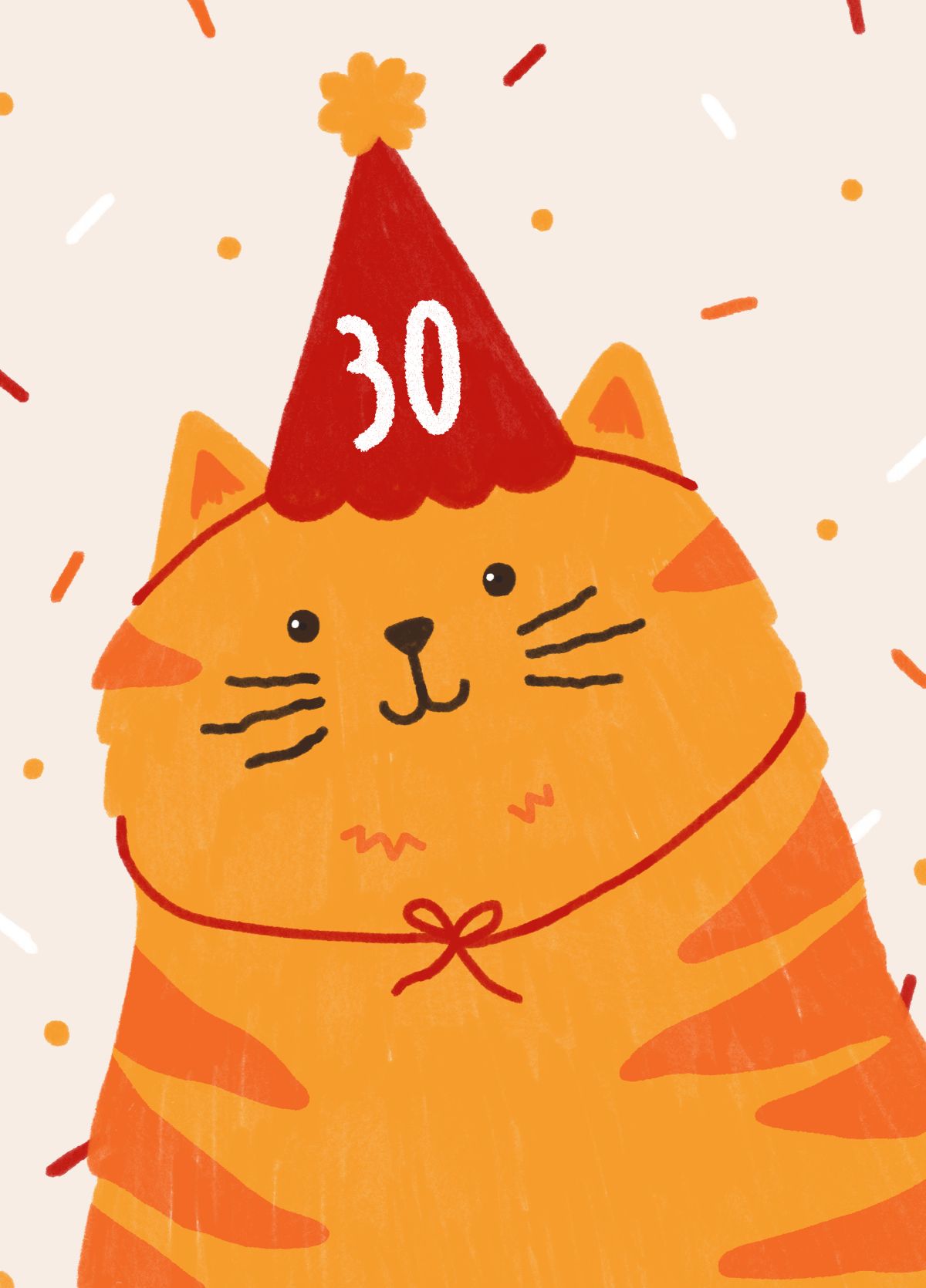 Birthday Hat Party Cat | Milestone Age 30