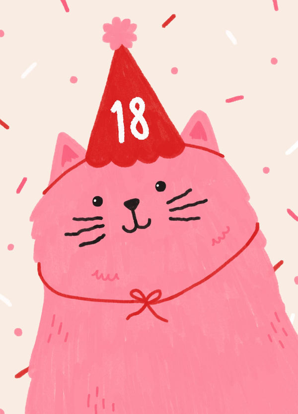 Birthday Hat Party Cat | Milestone Age 18
