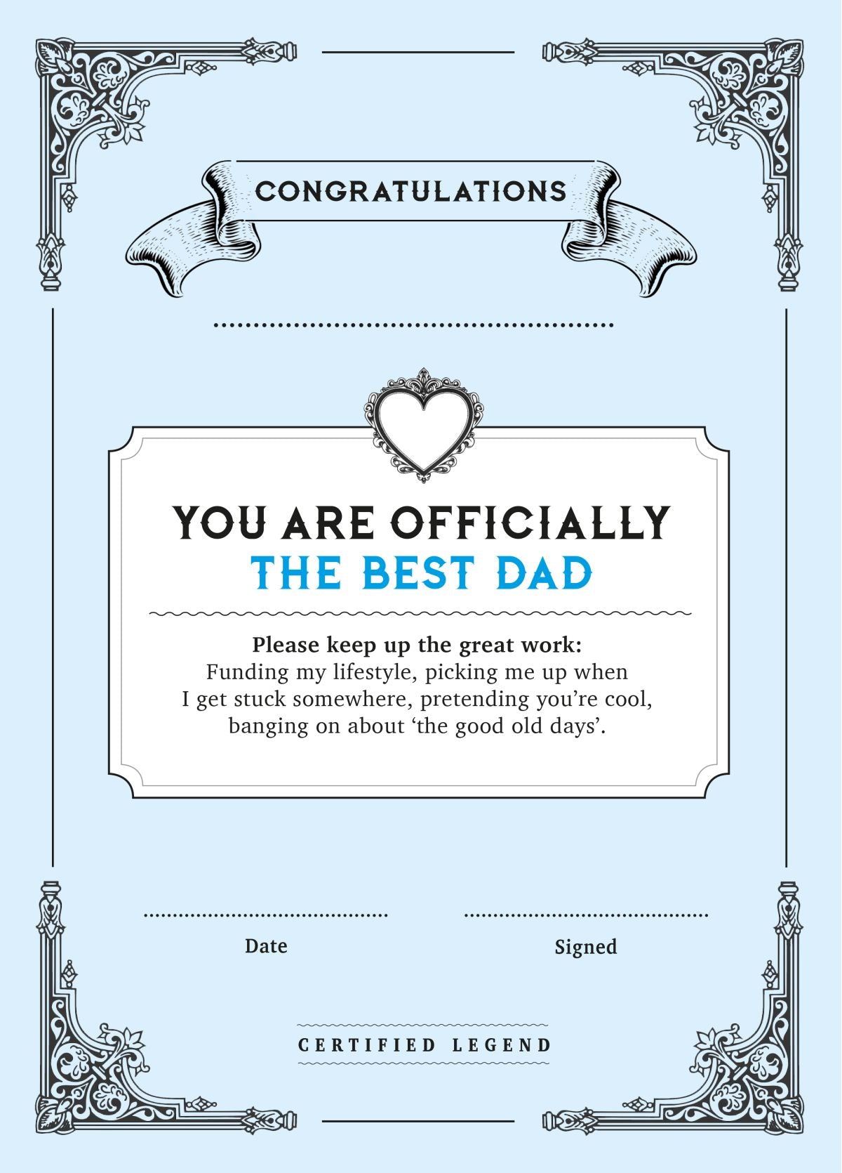 Best Dad Certificate