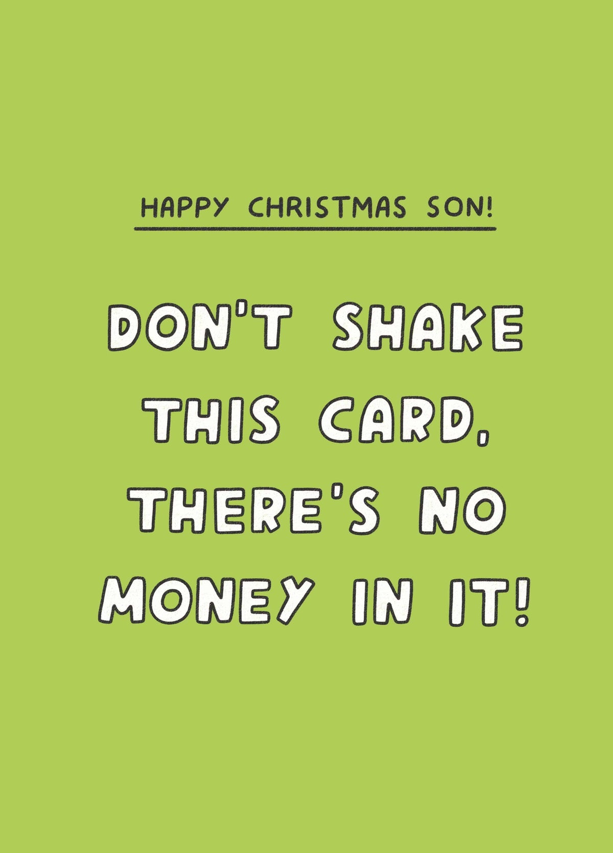 Son No Money Christmas Card