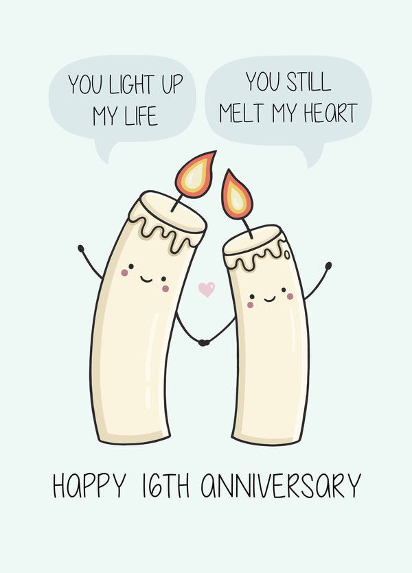 Happy 16th Anniversary Card Wax