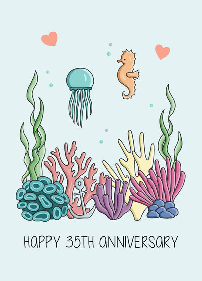 Happy 35th Anniversary Card Coral Card