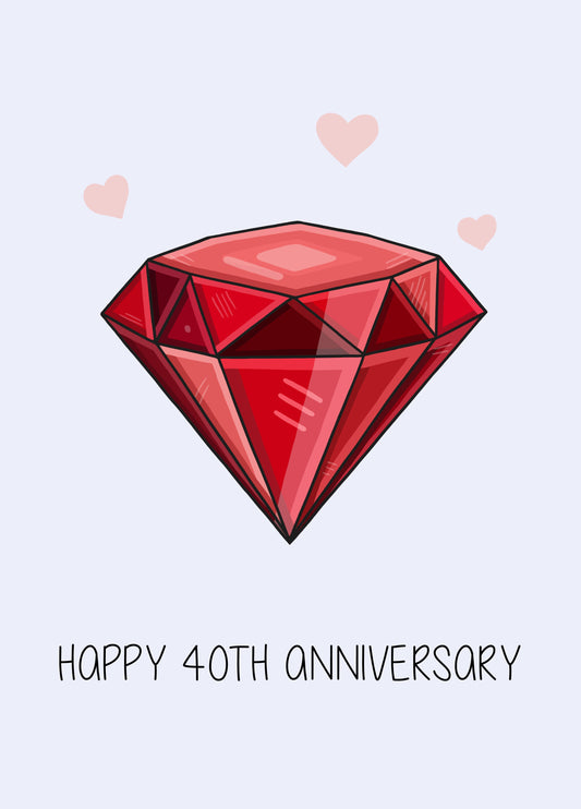 Happy 40th Anniversary Card Ruby Card
