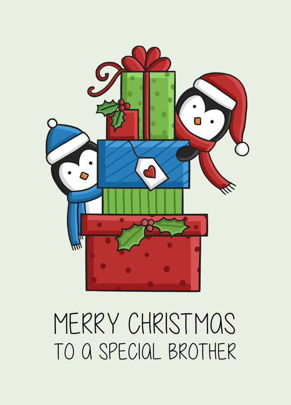 Christmas Penguin Special Brother Card