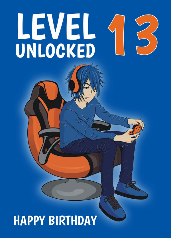 Level Unlocked 13 Gamer Boy Birthday Card
