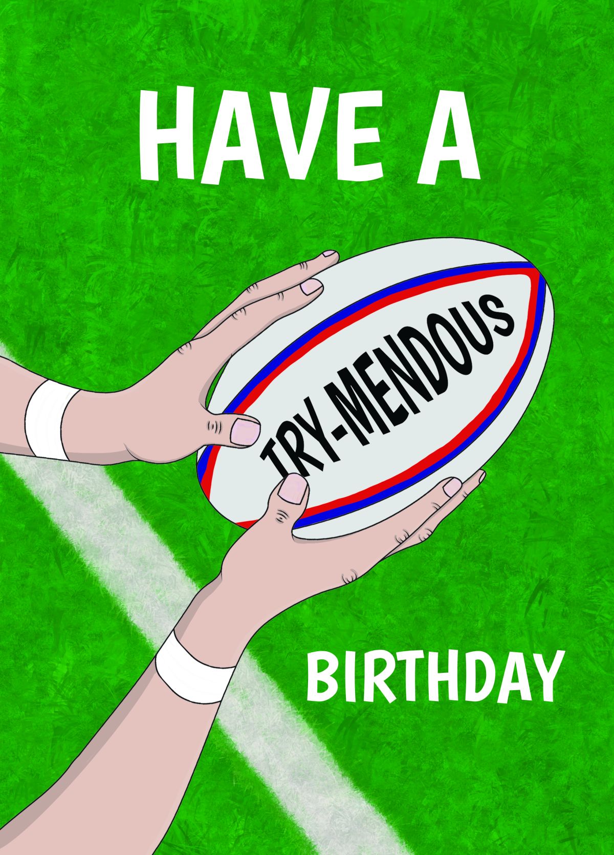 Rugby Birthday Card - Try-Mendous Pun
