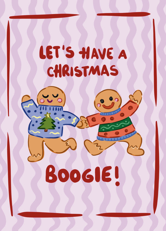 Christmas Boogie Card – Funny Dancing Gingerbread Christmas Greeting