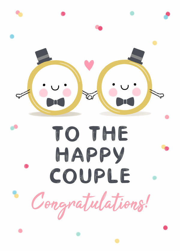 Happy Couple Mr & Mr Wedding Rings Card