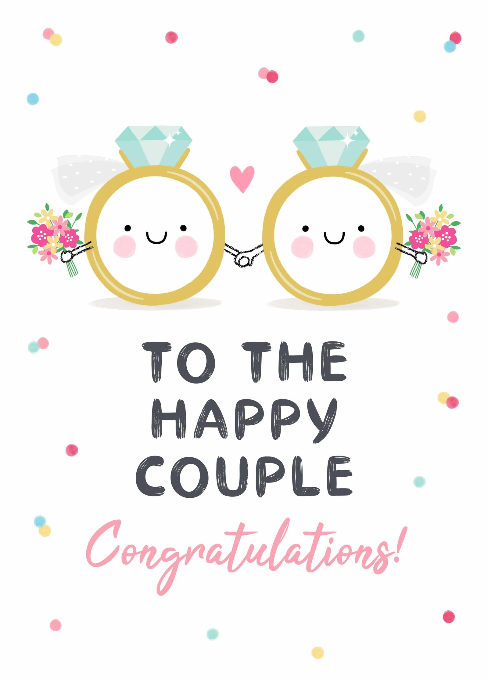 Happy Couple Mrs & Mrs Wedding Rings Card