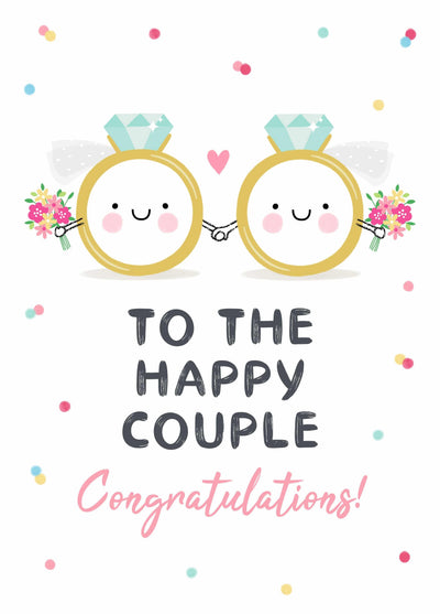 Happy Couple Mrs & Mrs Wedding Rings Card