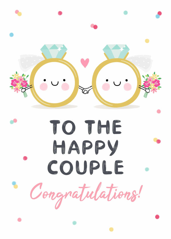 Happy Couple Mrs & Mrs Wedding Rings Card