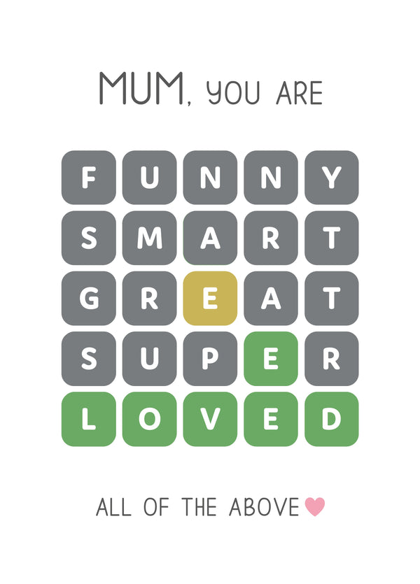 Wordle Mum You Are Loved Card