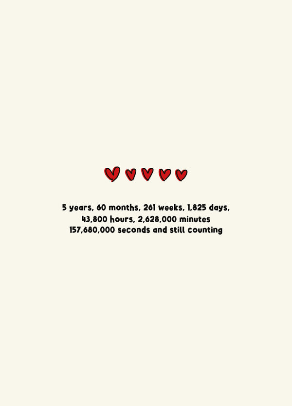 5 Year Anniversary - Cute Counting Love Card