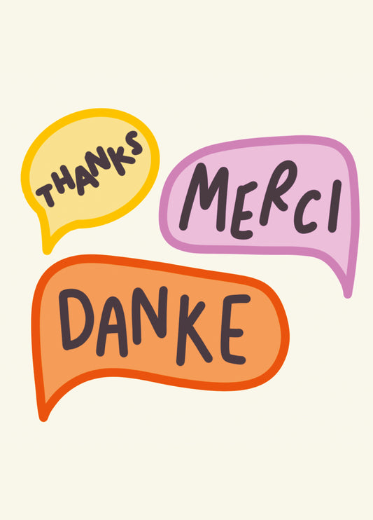 Thanks Merci Danke - Thank You Card