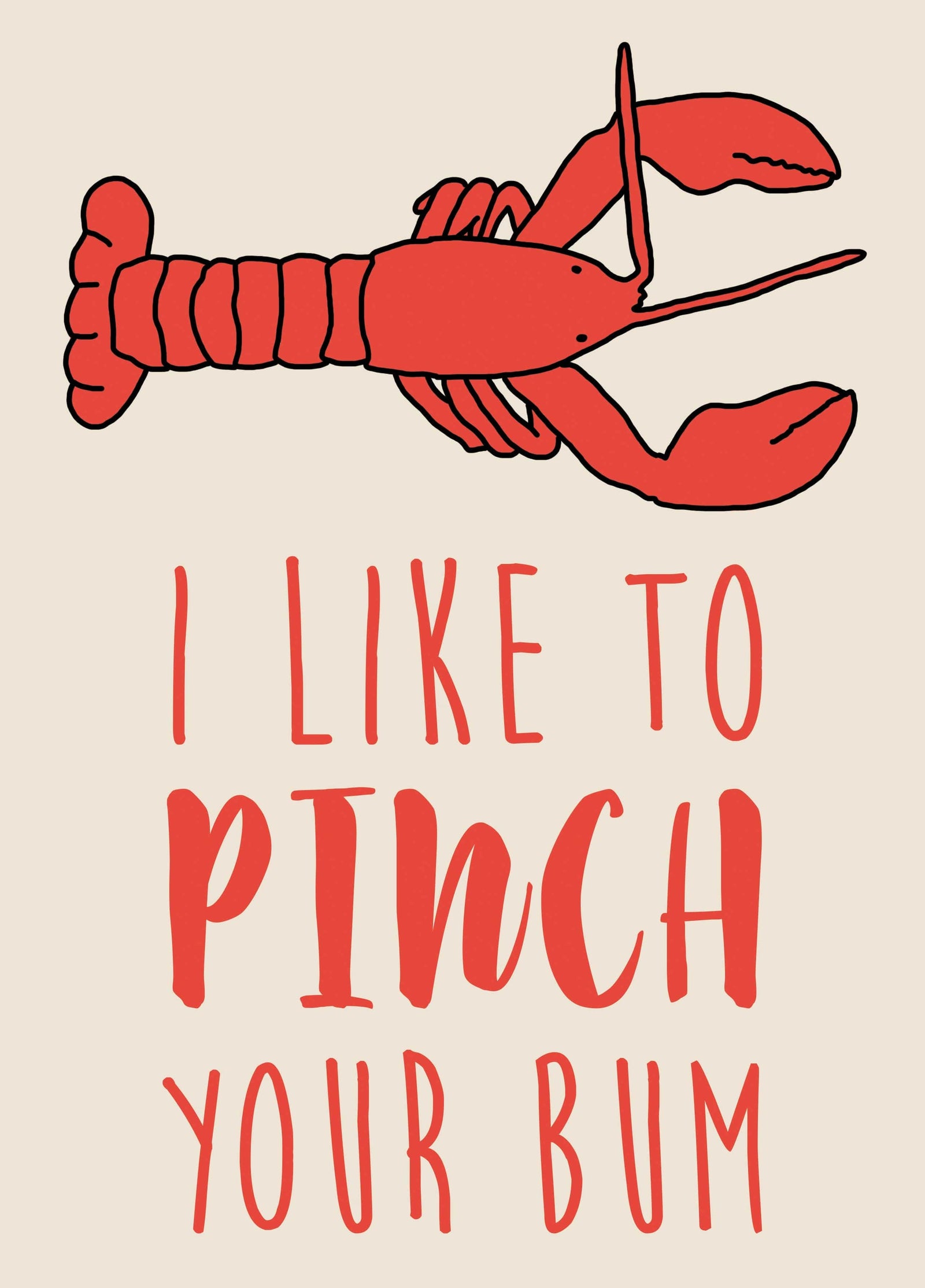Pinch Your Bum Lobster Valentine's Card