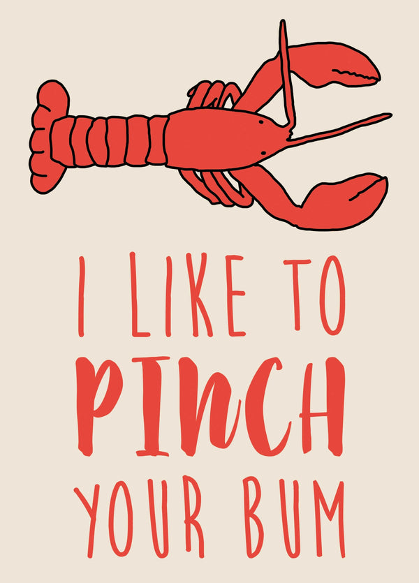 Pinch Your Bum Lobster Valentine's Card