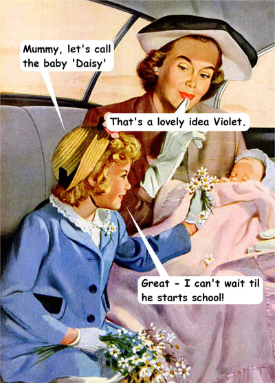 Retro Baby Daisy New Baby Card